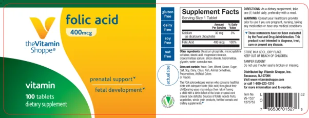 Label for Folic Acid 400 mcg