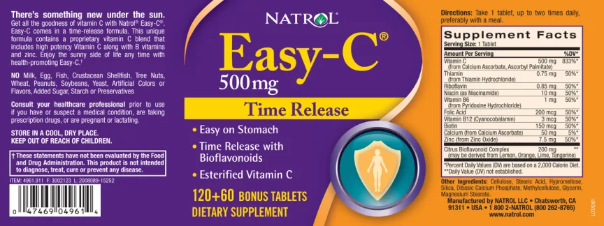 Label for Easy-C 500 mg
