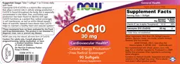 Label for CoQ10 30 mg