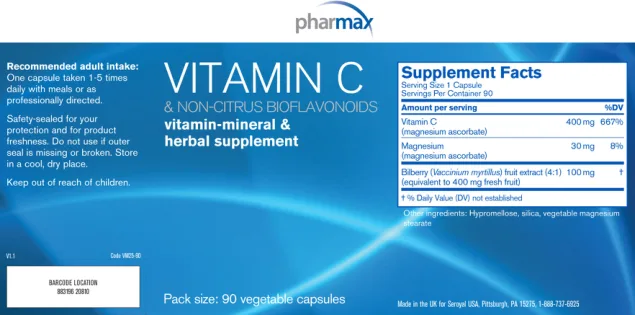 Label for Vitamin C & Non-Citrus Bioflavonoids