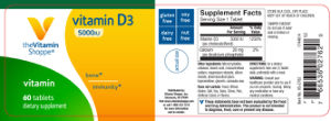 Label for Vitamin D3 5000 IU