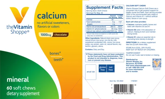 Label for Calcium 1000 mg Chocolate