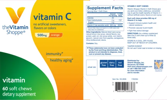 Label for Vitamin C 500 mg Orange
