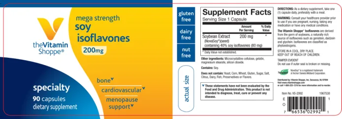 Label for Soy Isoflavones 200 mg