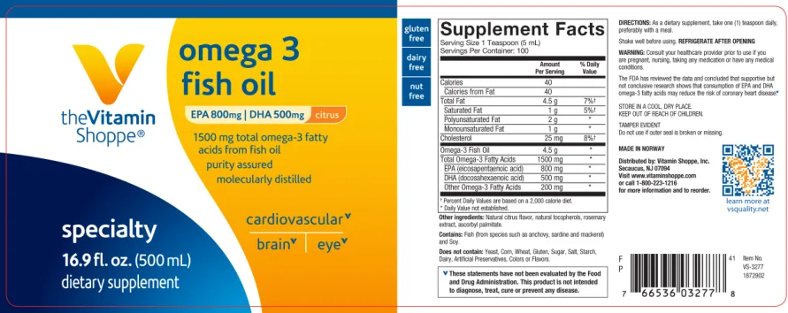 Label for Omega 3 Fish Oil Citrus