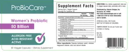 Label for Women's Probiotic 50 Billion