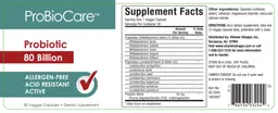 Label for Probiotic 80 Billion