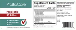 Label for Probiotic 35 Billion