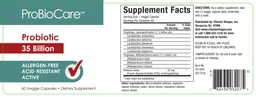 Label for Probiotic 35 Billion
