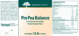 Label for Pro Pea Balance Natural Chocolate Flavor