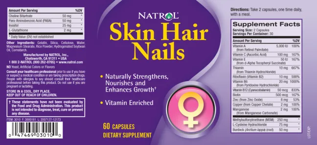 Label for Skin Hair Nails