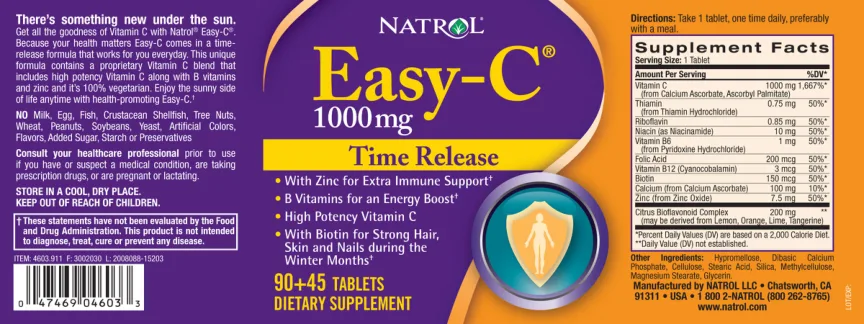 Label for Easy-C 1000 mg