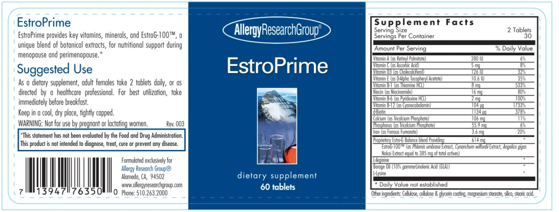 Label for EstroPrime