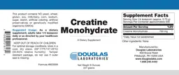 Label for Creatine Monohydrate