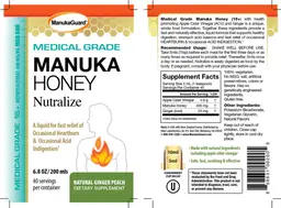 Label for Medical Grade Manuka Honey Nutralize Natural Ginger Peach