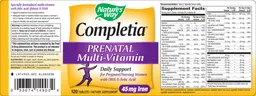 Label for Completia Prenatal Multi-Vitamin