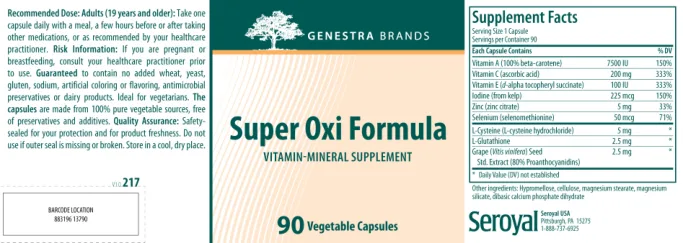Label for Super Oxi Formula