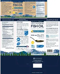 Label for Wild Alaskan Fish Oil Peak Omega-3 Liquid Natural Lemon Flavor