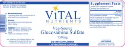 Label for Veg-Source Glucosamine Sulfate 750 mg