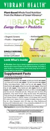 Label for Vibrance Energy Greens + Probiotics Great Tasting Citrus Cucumber