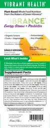Label for Vibrance Energy Greens + Probiotics Great Tasting Orange Pineapple