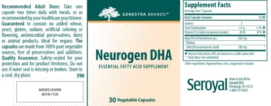 Label for Neurogen DHA