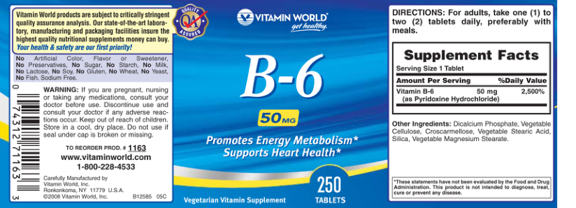 Label for B-6 50 mg
