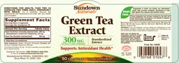 Label for Green Tea Extract 300 mg