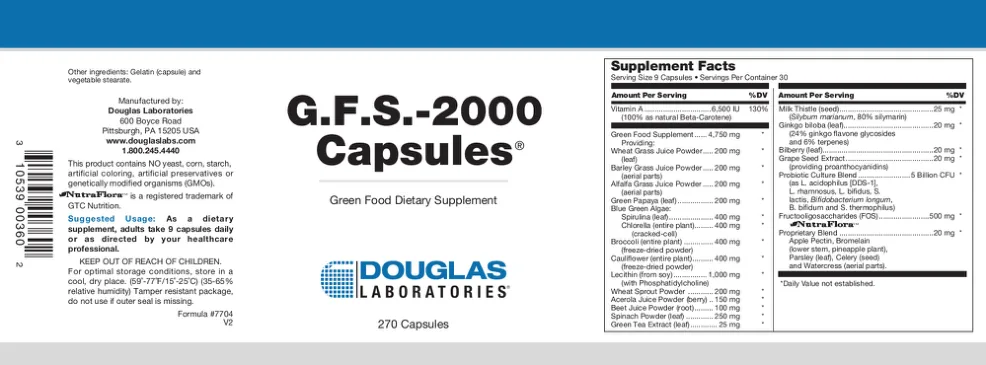 Label for G.F.S.-2000 Capsules