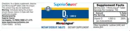 Label for D3 1,000 IU