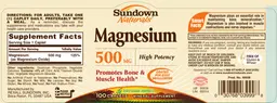 Label for Magnesium 500 mg