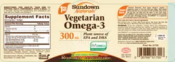 Label for Vegetarian Omega-3 300 mg