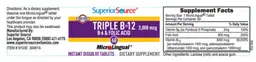 Label for Triple B-12 3,000 mcg