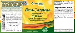 Label for Beta-Carotene Provitamin A 25,000 IU
