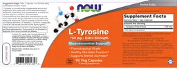 Label for L-Tyrosine 750 mg - Extra Strength