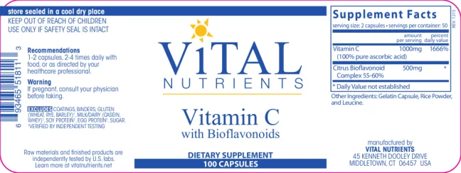 Label for Vitamin C With Bioflavonoids 500 mg