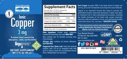 Label for Ionic Copper 3 mg