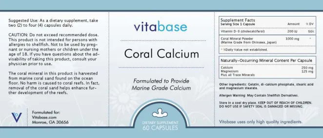 Label for Coral Calcium