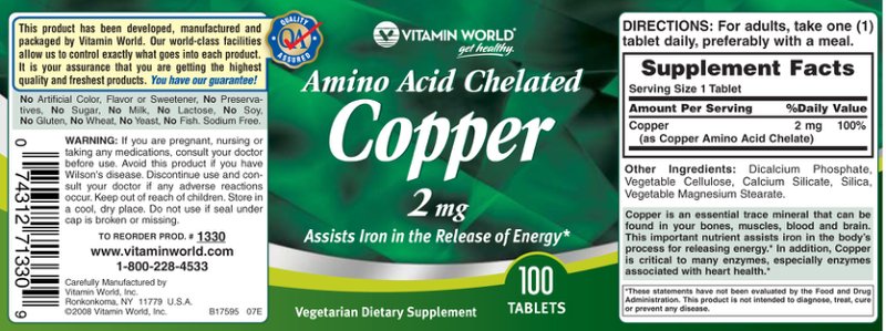 Amino Acid Chelated Copper 2 mg