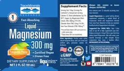 Label for Liquid Magnesium 300 mg Tangerine Flavor
