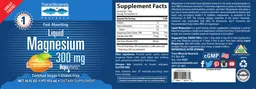 Label for Fast-Absorbing Liquid Magnesium 300 mg Tangerine Flavor