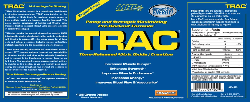 Label for Trac Orange