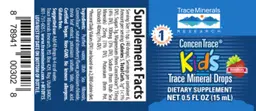 Label for ConcenTrace Kid's Trace Mineral Drops Strawberry