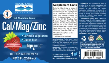 Label for Cal/Mag/Zinc Strawberry Flavor
