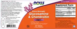 Label for Extra Strength Glucosamine & Chondroitin