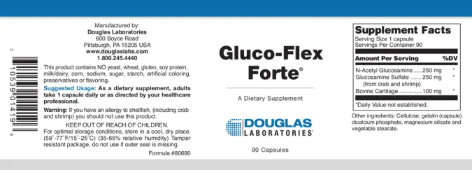 Label for Gluco-Flex Forte