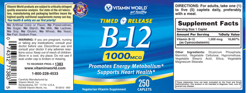 Label for Timed Release B-12 1000 mcg