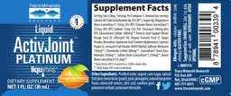 Label for Liquid ActivJoint Platinum Tangerine Flavor