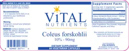 Label for Coleus Forskohlii 90 mg
