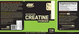 Label for Micronized Creatine Powder Unflavored